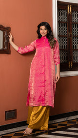 Siya - Rani Pink Pure Tissue Kurta Set