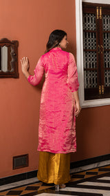 Siya - Rani Pink Pure Tissue Kurta Set