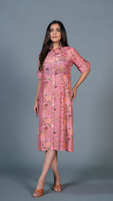 Blush Pink Cotton Silk Shirt Dress