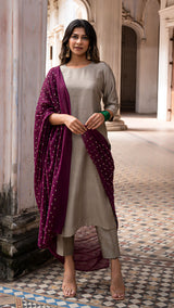 Aarohi Chanderi Kurta Set in Grey