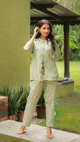 Aarna Chanderi Co-ord Set - Green