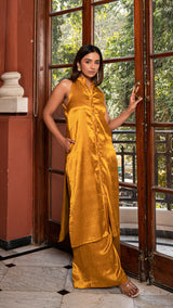 Maham - Golden Mustard Pure Gajji Silk Kurta Set