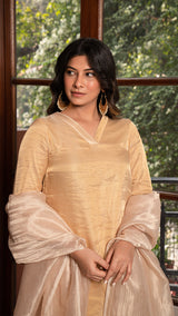 Nosheen - Golden Pure Tissue Kurta Set