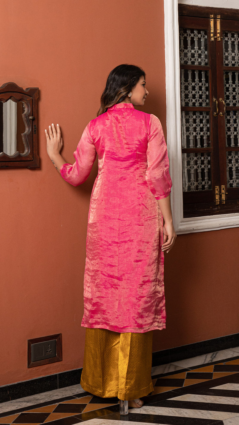 Siya - Rani Pink Pure Tissue Kurta Set