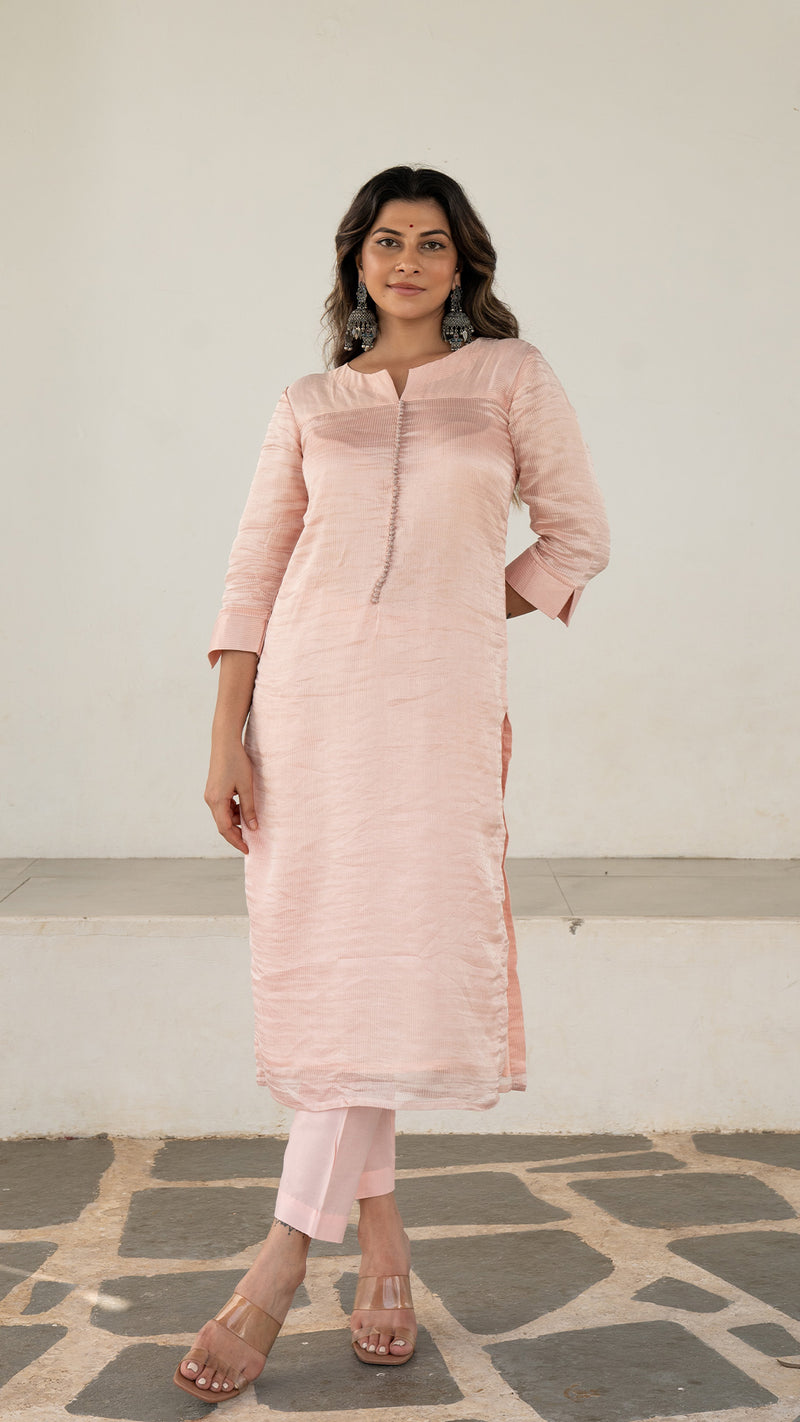 Anoli Pure Tissue Kurta Set - Baby Pink