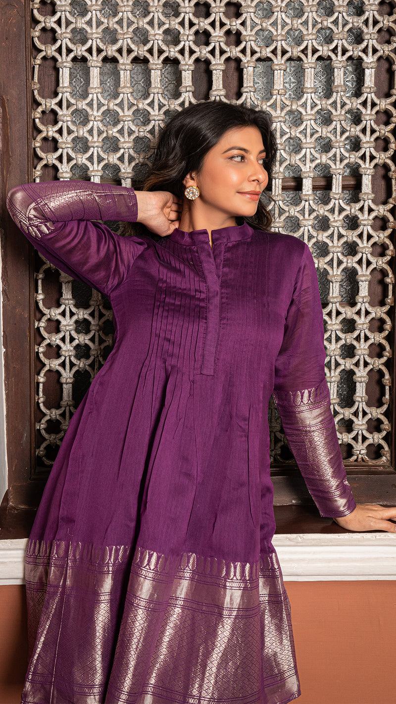 Anjum - Purple Woven Chanderi Kurta Set