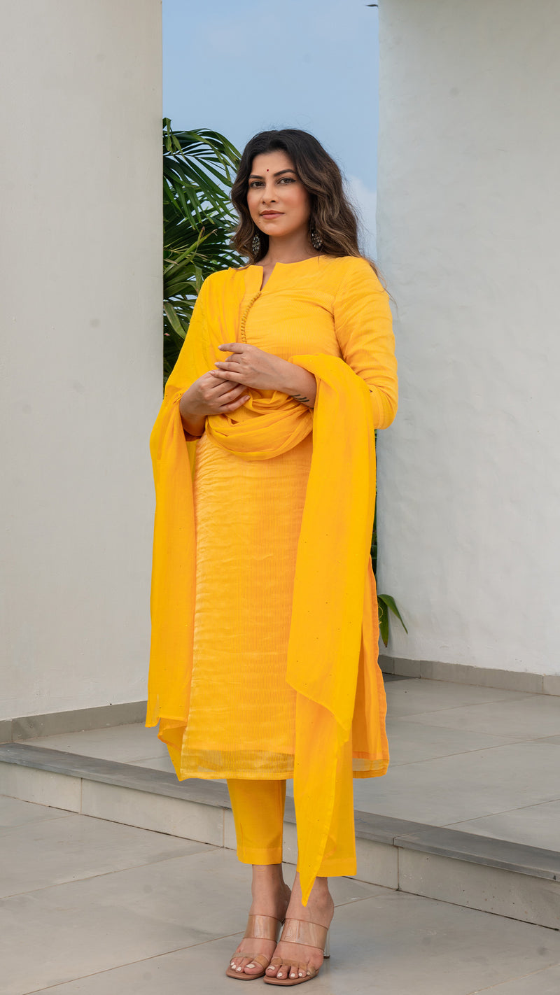 Arpita Pure Tissue Kurta Set - Yellow