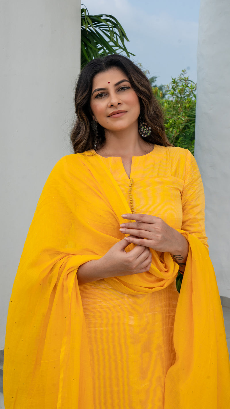 Arpita Pure Tissue Kurta Set - Yellow