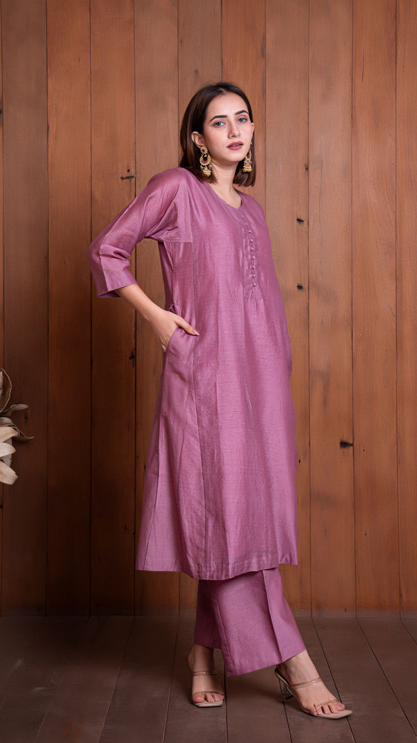 Mauve Chanderi Jabha Kali Kurta