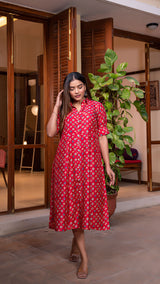 Aria Butti Shirt Dress In Silk - Red