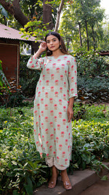 Jayati Soft Silk Printed Kurta - Mint Green