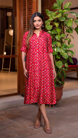 Aria Butti Shirt Dress In Silk - Red